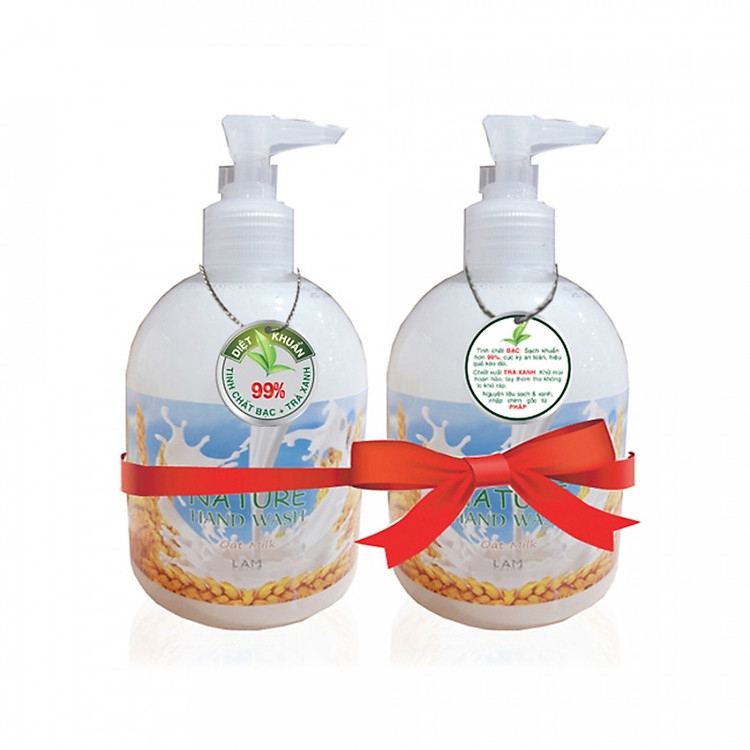 Combo 2 chai nước rửa tay thiên nhiên Lamcosmé (500ml) Hương sữa yến mạch, diệt khuẩn hơn 99%. Tặng Gel rửa tay khô 3K