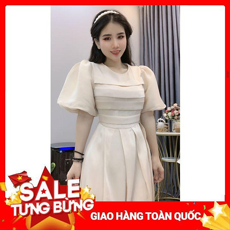 Đầm Voan , Váy Voan Tay Phồng Thiết Kế Sang Trọng