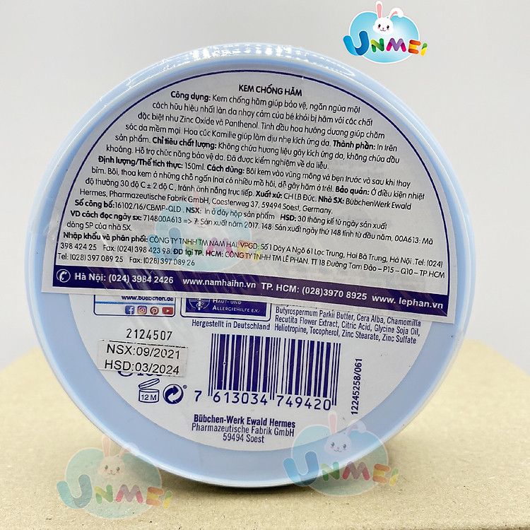 Kem chống hăm Bubchen 150ml UnMei Chính hãng Giá rẻ - Hình ảnh 4