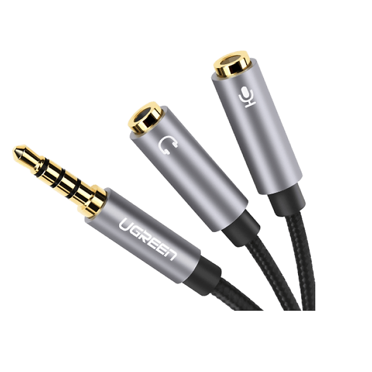 Cáp dữ liệu AV 3.5mm sang 2 đầu 3.5mm cái, dài 20cm màu trắng Ugreen 60287 - Hàng chính hãng