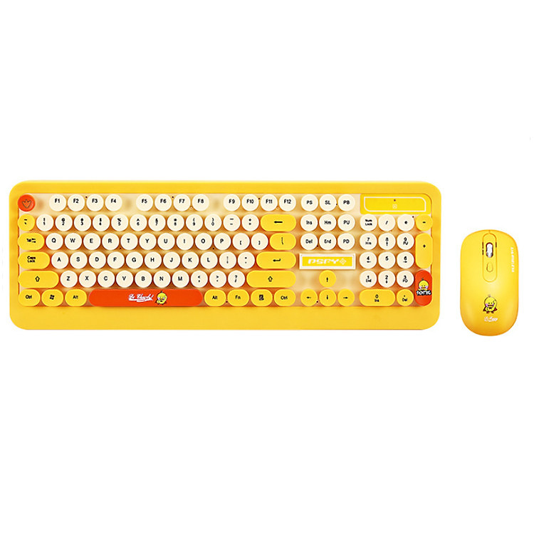 Combo Bàn Phím và Chuột Không Dây Siêu Dễ Thương PSPY K68 Yellow (Màu Vàng) - Hàng Chính Hãng