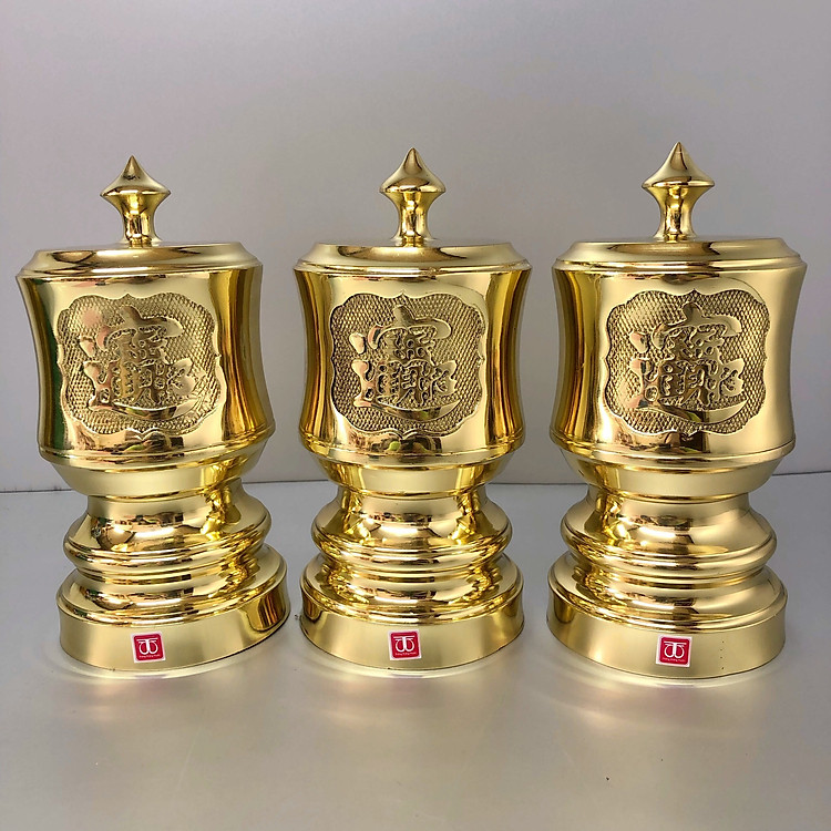 Bộ 3 chiếc đài nước thờ bằng đồng nguyên chất