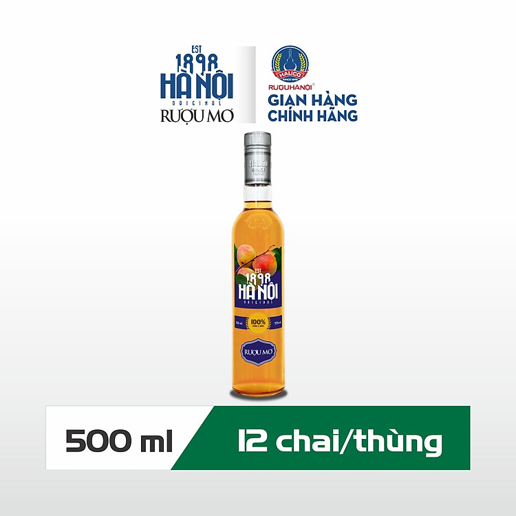 Rượu mơ Hà Nội 1898 HALICO nồng độ 15% chai 500ml không kèm hộp