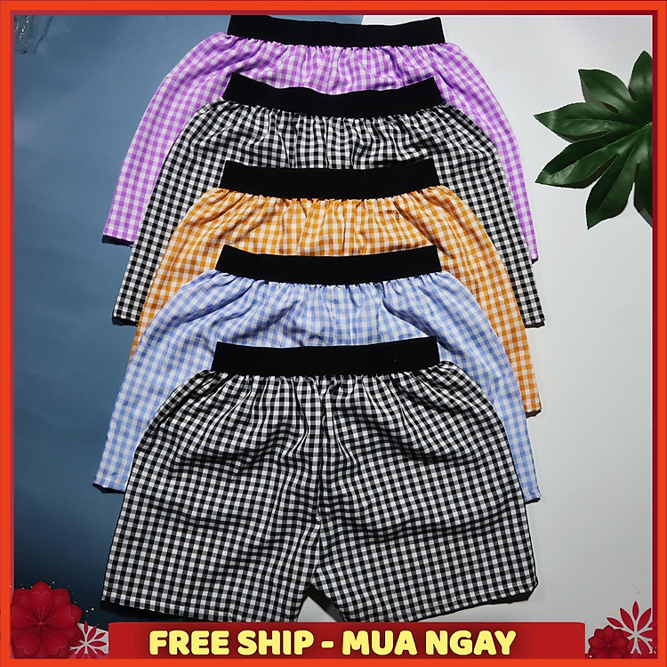 Combo 5 Quần Đùi Nam - Quần ngủ karo Nam vải mát mõng cao cấp cho nam TỪ 45-75kg AOTHUNPHONG