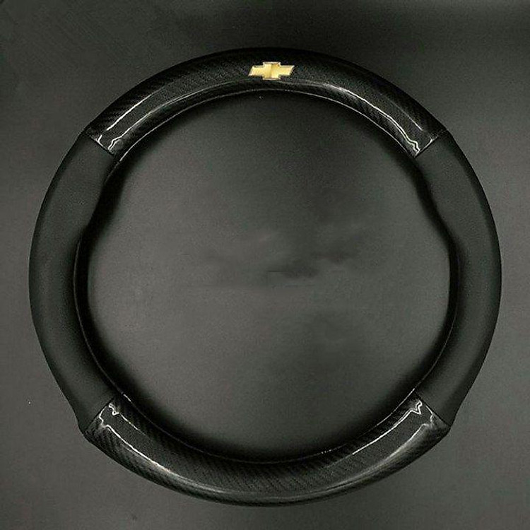 Bọc vô lăng sợi carbon logo Chev
