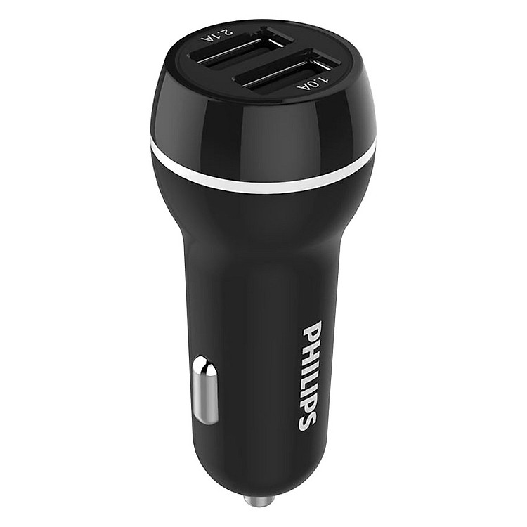 Bộ sạc xe hơi Philips DLP2357 với 2 cổng kết nối USB - Hàng Chính Hãng