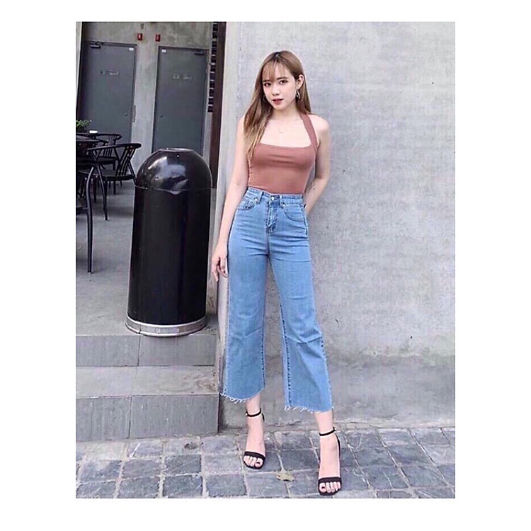 quần jean ống rộng rách lai cá tính mt180