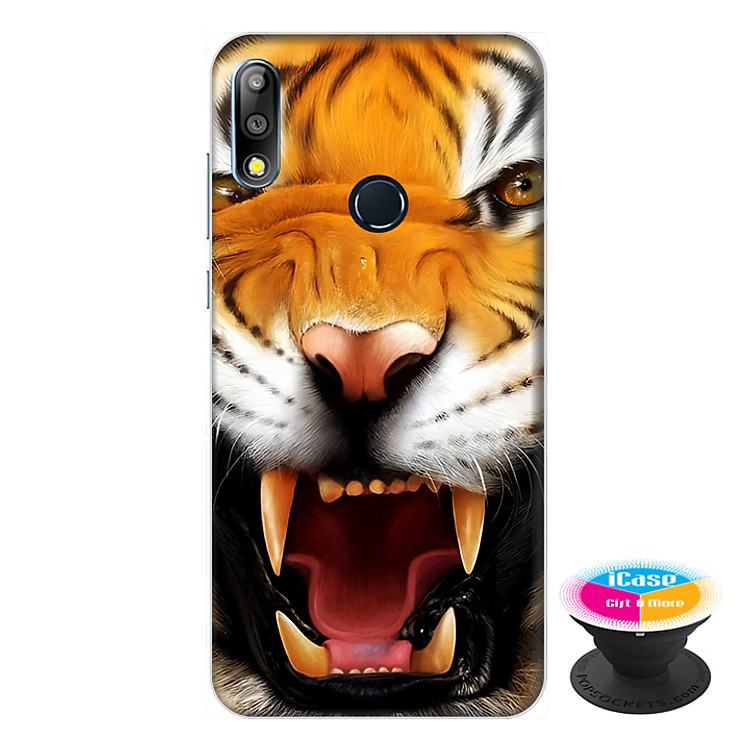 Ốp lưng điện thoại Asus Zenfone Max Pro M2 hình Hổ Dữ Gầm Rú tặng kèm giá đỡ điện thoại iCase xinh xắn - Hàng chính hãng