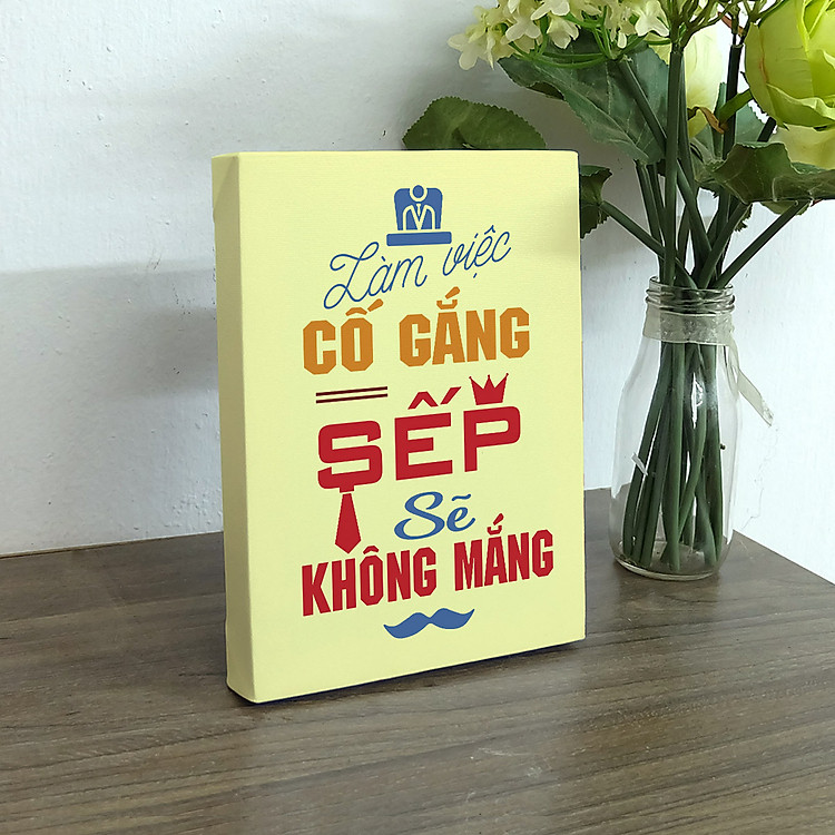 Tranh để bàn slogan tạo động lực Cocopic OFV025-DB Làm việc cố gắng
