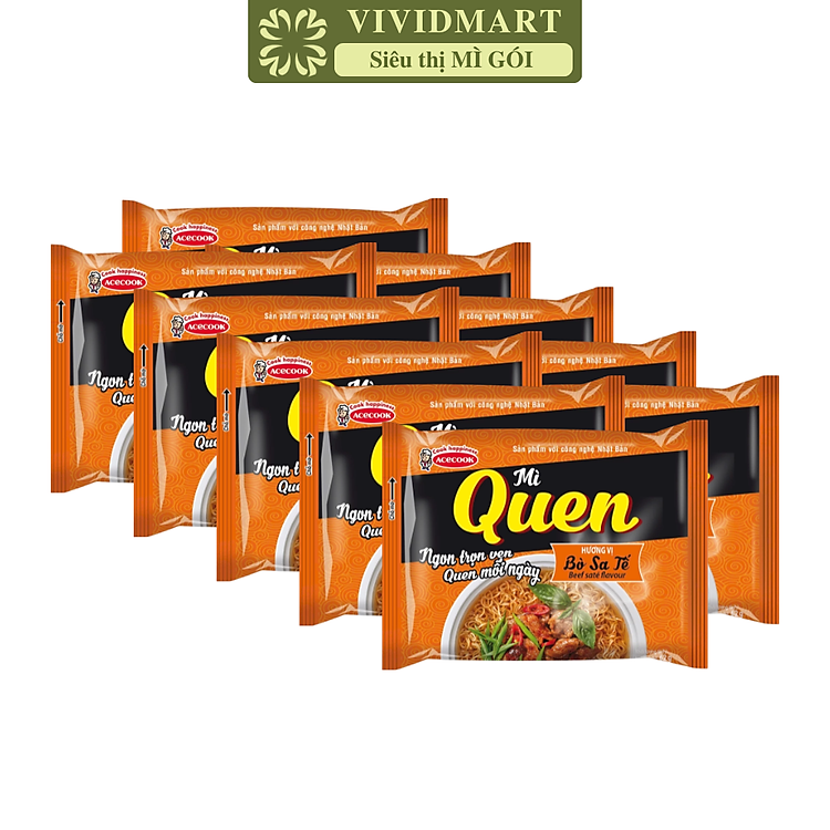 ACECOOK - Mì Quen hương vị Bò sa tế, Mì Quen bò sa tế, Mì Quen bò sate, Acecook Mì Queen Acecook (82g/gói)