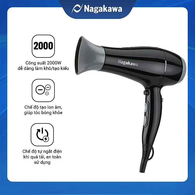 Máy Sấy Tóc Nagakawa NAG1606 (2000W) - Hàng Chính Hãng - Đen