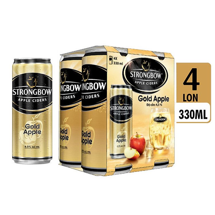 Lốc 4 Lon Cao Strongbow Vị Táo Nguyên Bản (330ml / Lon)