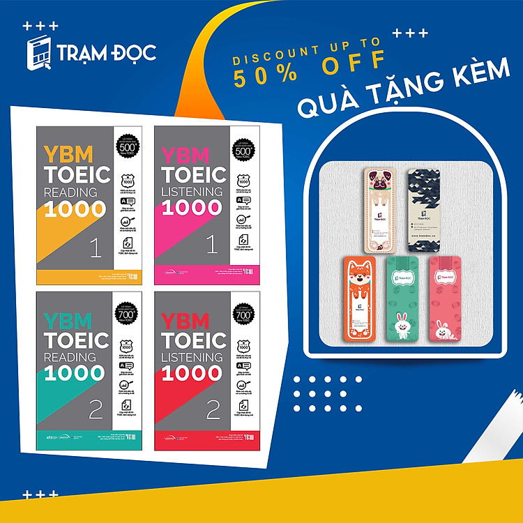 Trạm Đọc Official | Combo YBM TOEIC 1000 4 Vol (Trọn Bộ 4 Cuốn): YBM TOEIC Reading 1000 Trọn Bộ 2 Tập + YBM TOEIC Listening 1000 Trọn Bộ 2 Tập