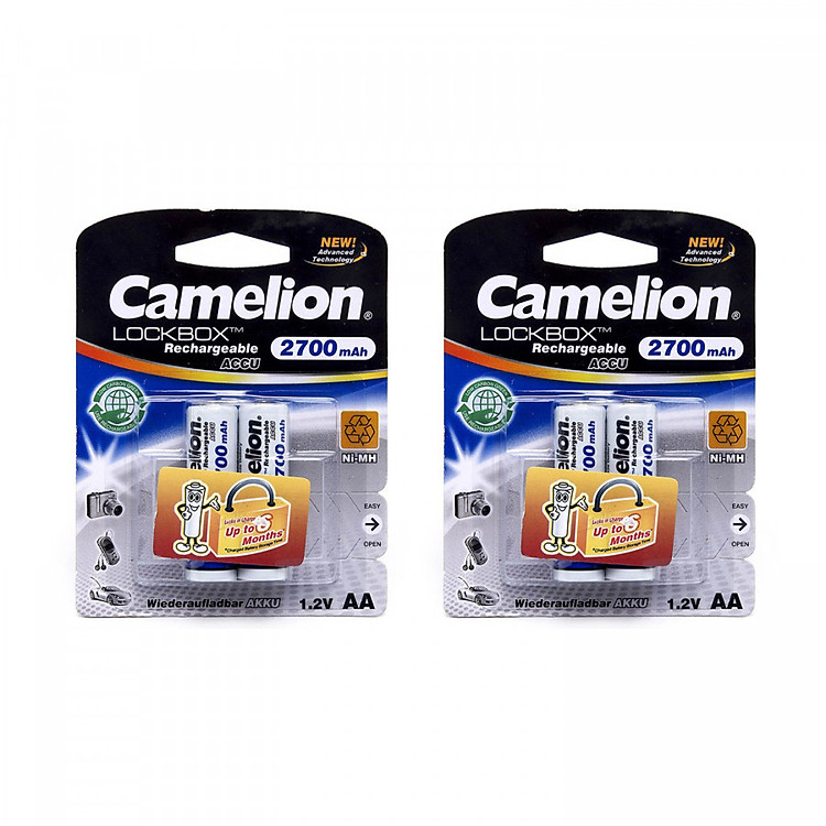 Bộ 4 Pin sạc AA Camelion Rechargeable 2700mAh - Hàng nhập khẩu