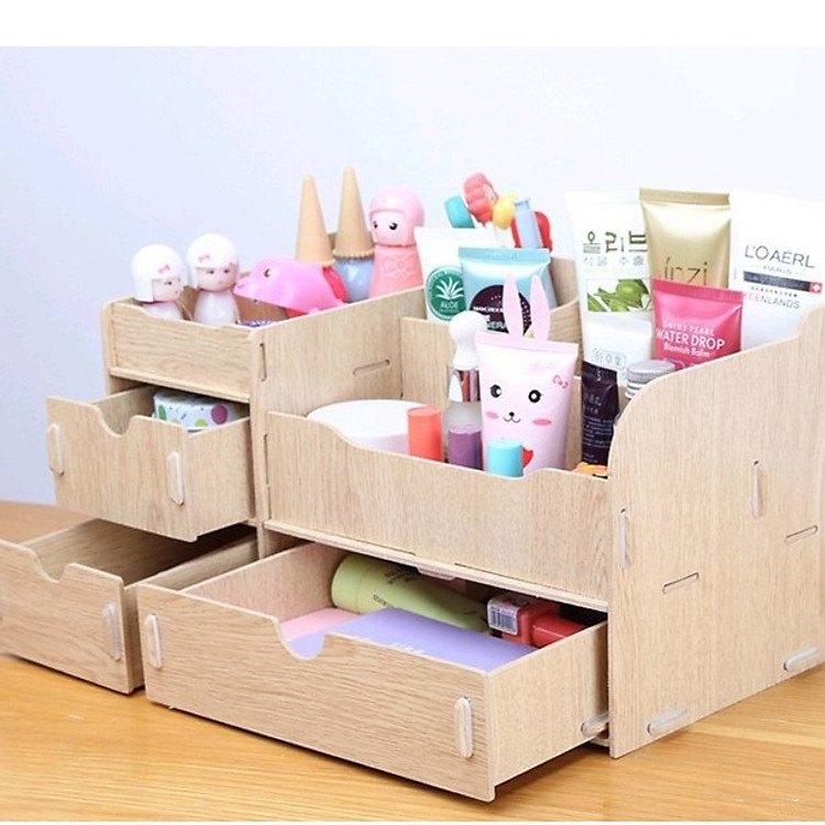 Tủ gỗ đựng đồ trang điểm mini 5 ngăn- Màu gỗ