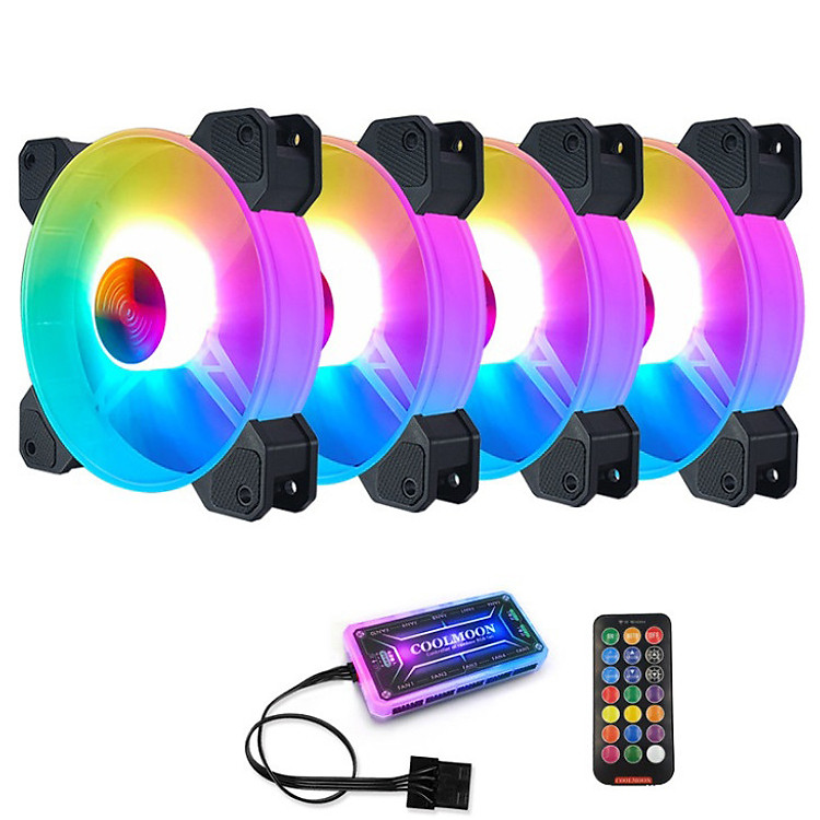 Bộ 4 Quạt + Hub Khiển Coolmoon X RGB - Hàng nhập khẩu