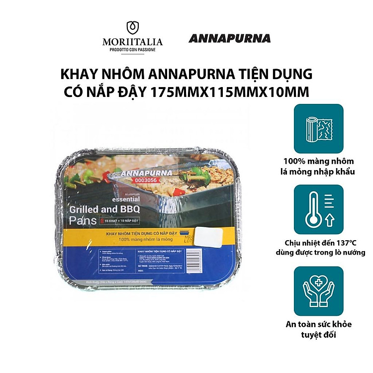 Khay nhôm Annapurna tiện dụng có nắp đậy 0003063