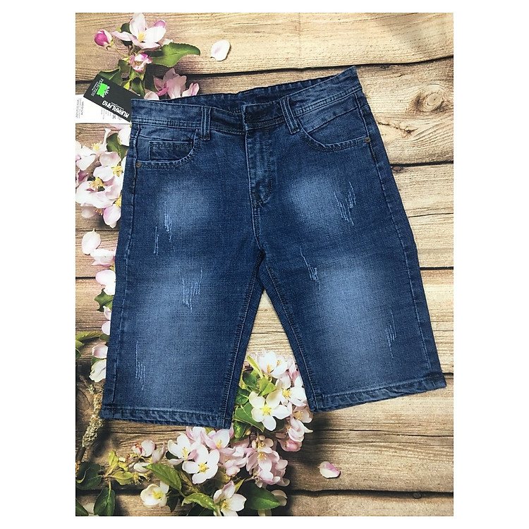 quần short jean nam body co giãn vải nhập
