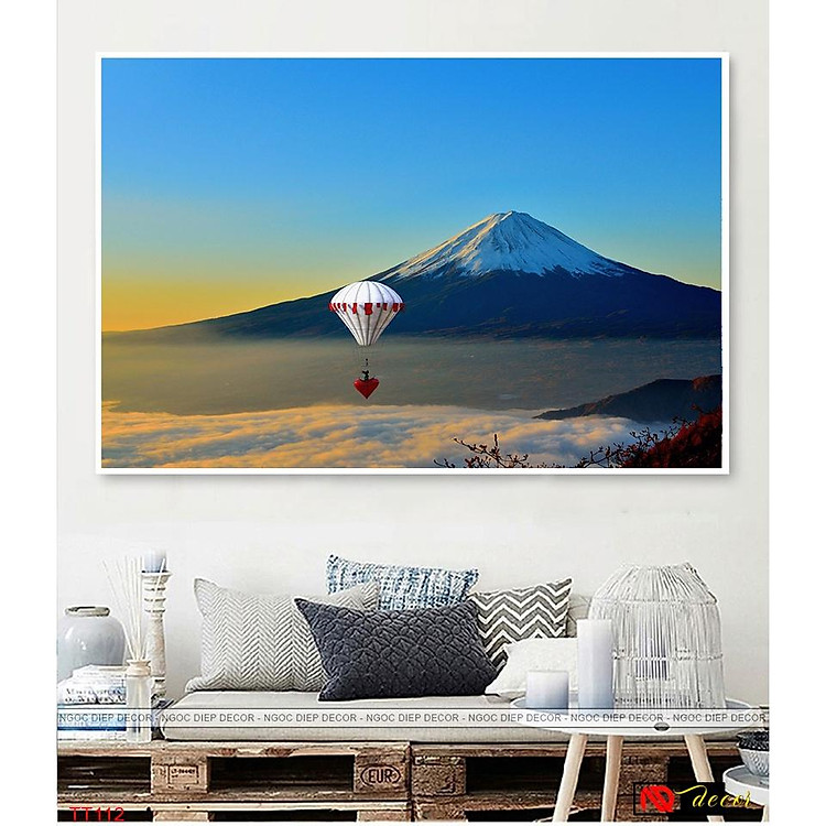 Tranh gỗ canvas treo tường phong cảnh núi phú sĩ nhật nghệ thuật trang trí phòng khách nhà cửa decor đẹp hiện đại P31