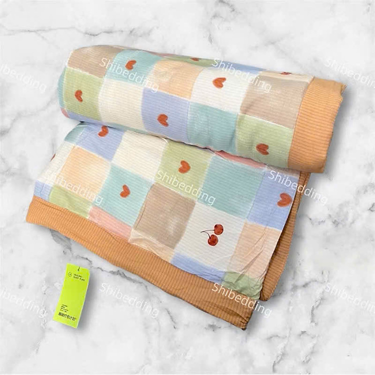 Chăn Đũi Cotton Nhăn Nhập Khẩu Cao Cấp - Chăn Mùa Hè Thoáng Mát, Mềm Mại, Đầy Đủ Tem Mác KT 2x2m3 - HÀNG CHÍNH HÃNG MINIIN