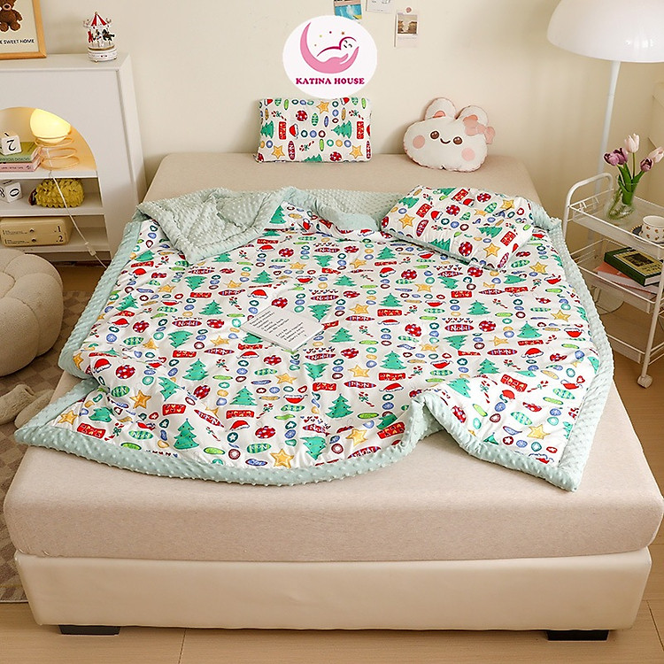 Chăn mền ấm cho bé Katina House, chăn nhung mềm mại, dày dặn ấm áp, KT 1m2x1m5