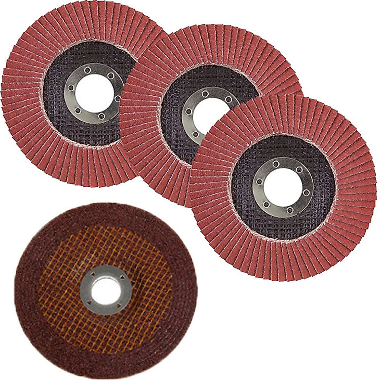 đĩa chà nhám xếp lớp dùng cho máy máy mài góc (3 đĩa nhám xếp lớp + 1 đĩa đá mài)