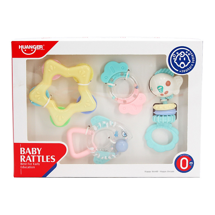 Set 4 món đồ chơi lục lạc cầm tay và ngậm nướu Huanger HE0126