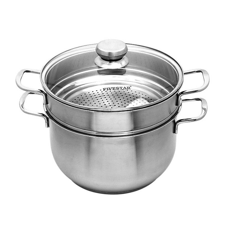 Bộ nồi xửng inox 3 đáy nắp kiếng 30 cm Fivestars ST30-3DG