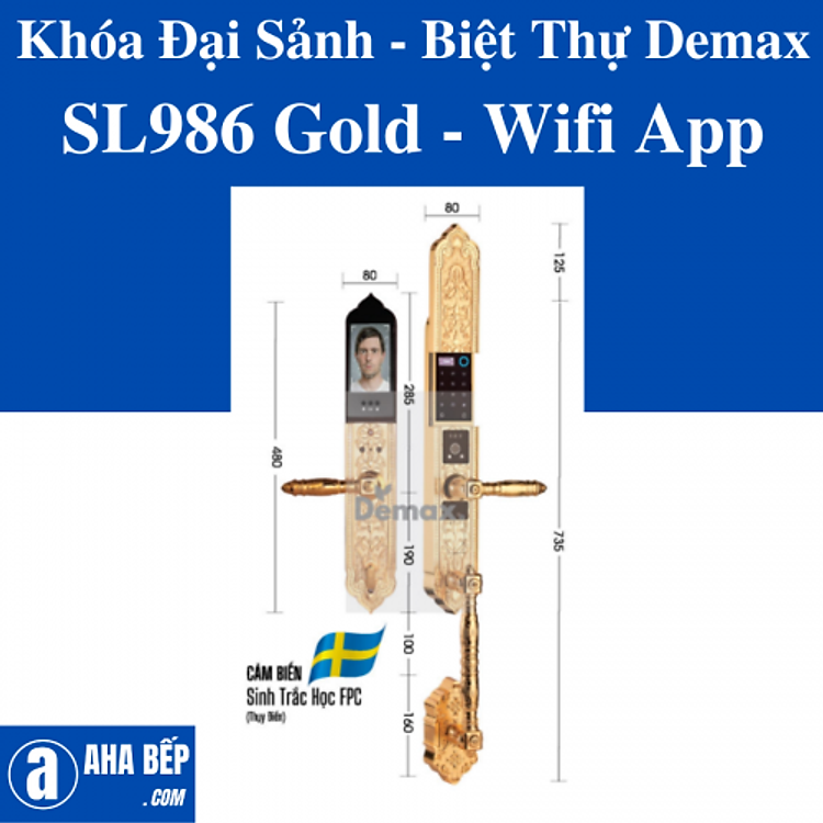 KHÓA ĐẠI SẢNH - BIỆT THỰ DEMAX SL986 GOLD - APP WIFI - HÀNG CHÍNH HÃNG