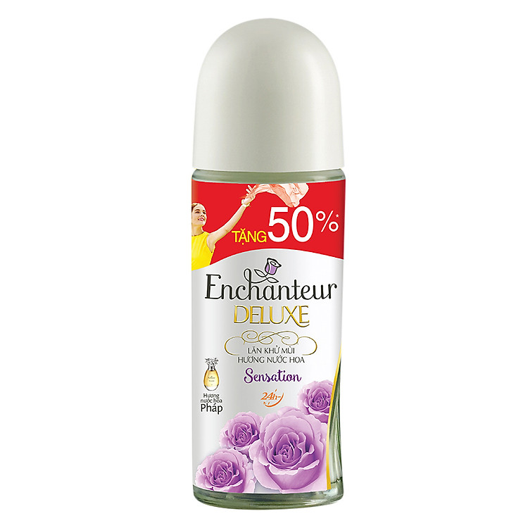 Lăn Khử Mùi Toàn Thân Enchanteur Sensation (50ml) - Tặng 50% Dung Tích