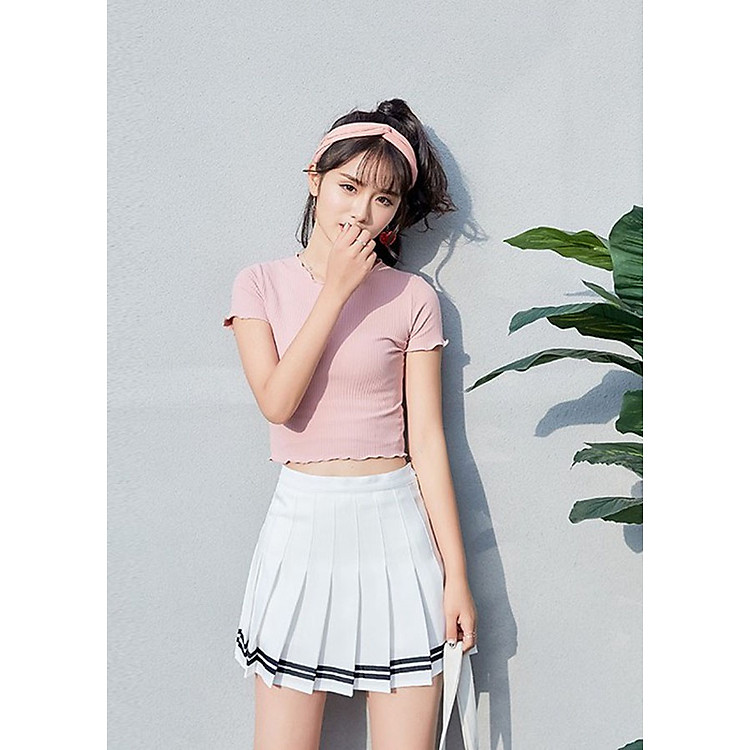 Chân váy học sinh viền trắng