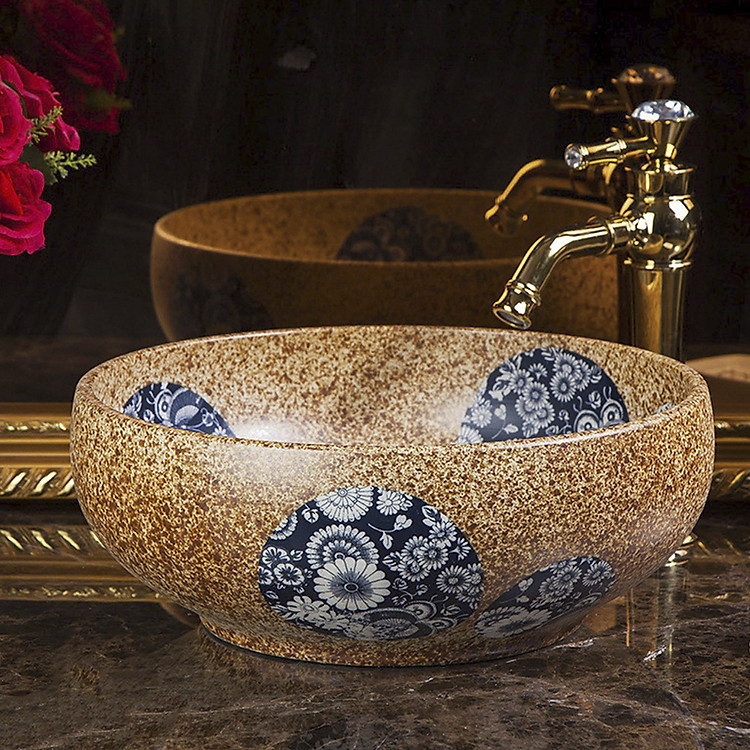 Chậu rửa lavabo gốm sứ nghệ thuật LAV0010 – Họa tiết vintage bắt mắt