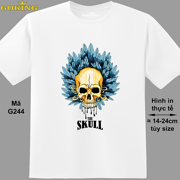 THE SKULL, mã G244. Áo thun in hình đầu lâu siêu đẹp cho nam nữ, form unisex. Áo phông hàng hiệu GOKING. Quà tặng cao cấp cho gia đình, cặp đôi, hội nhóm, doanh nghiệp