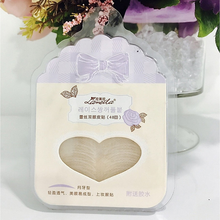 Miếng dán kích mí lưới hình trái tim Laneila + keo dán mi