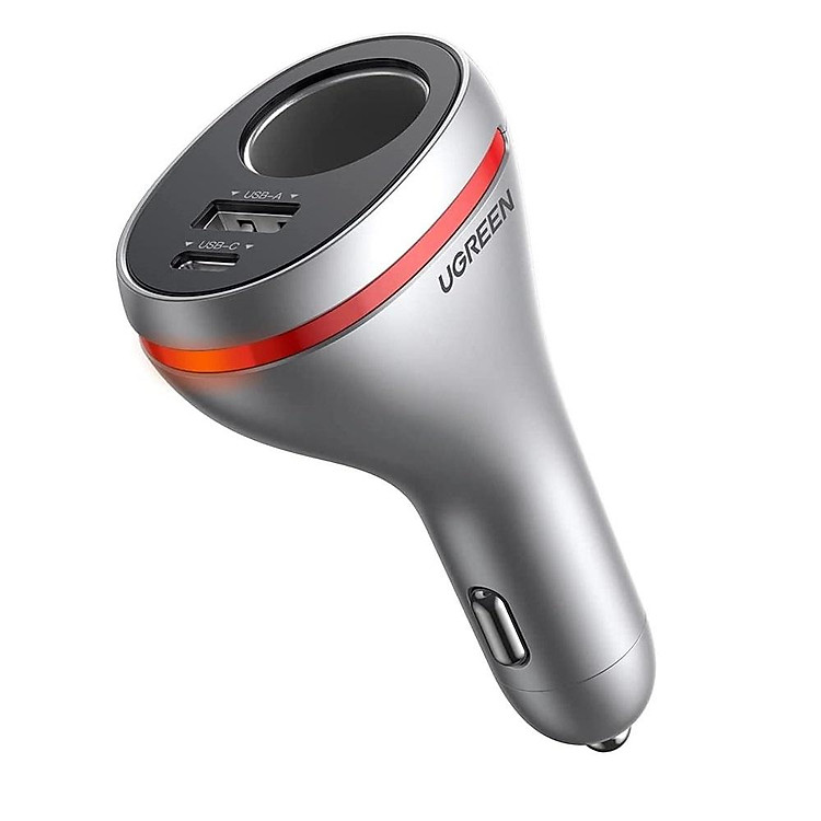 Ugreen 60712 84W sạc xe PD QC3.0 cổng USB A và Type C màu bạc chuẩn quick charge 3 CD204 Hàng chính Hãng