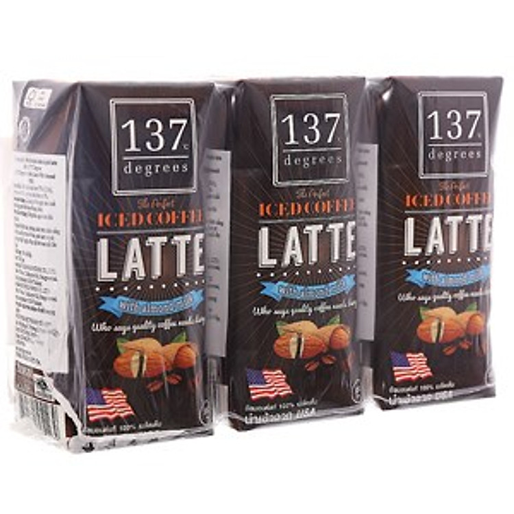 Lốc 3 Hộp Sữa hạt hạnh nhân 137 Degrees vị cafe (180ML)