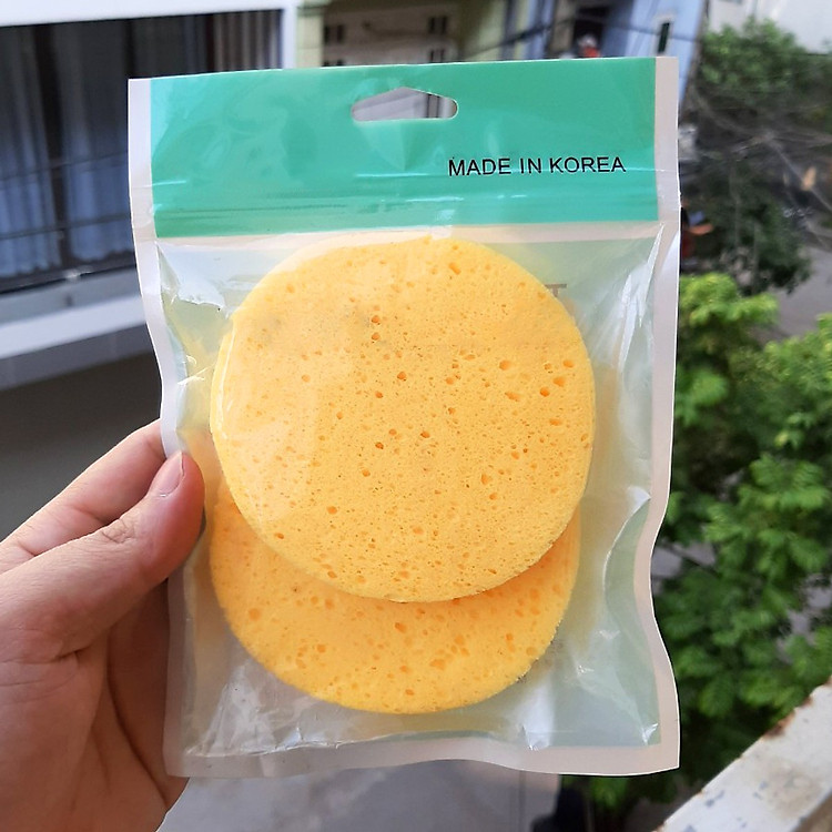 Bông rửa mặt bọt biển tự nhiên mềm và dai - 1 túi 2 bông