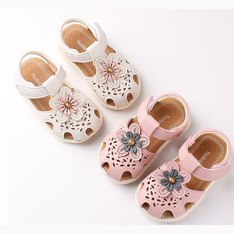 Dép - Sandal tập đi cho bé gái 6 - 18 tháng gắn hoa xinh xắn SG17