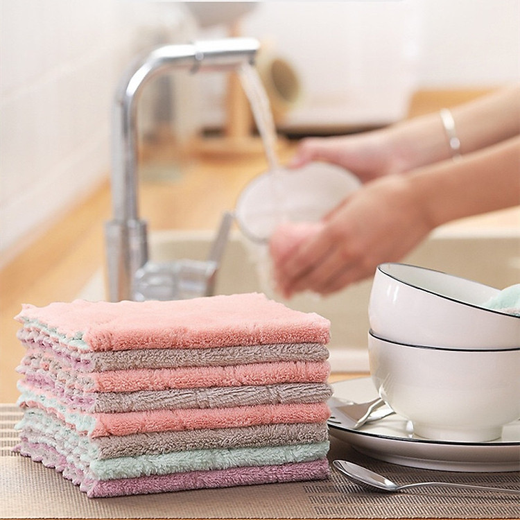 Combo 10 khăn lau tay , lau bếp 2 mặt , đa năng siêu thấm hút ,vải bông mềm mịn giúp làm sạch các vật dụng nhanh chóng
