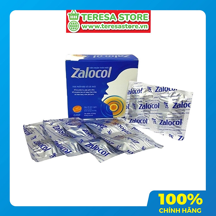 Viên ngậm thảo mộc Zalocol hỗ trợ giảm ho, giảm đờm hộp 5 vỉ x 4 viên
