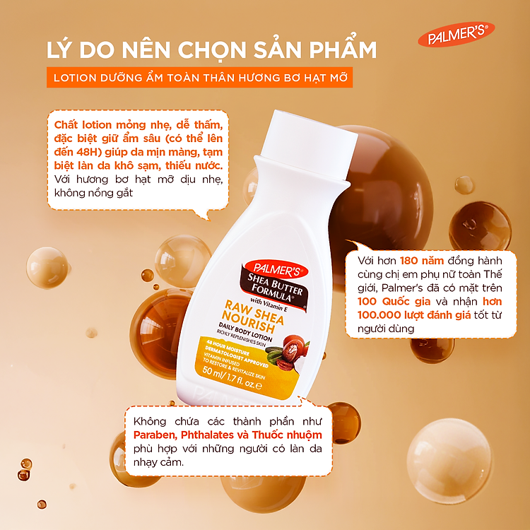 (Mini Size) Sữa dưỡng thể dưỡng ẩm chuyên sâu Bơ hạt mỡ Palmer's 50ml - Ảnh 5