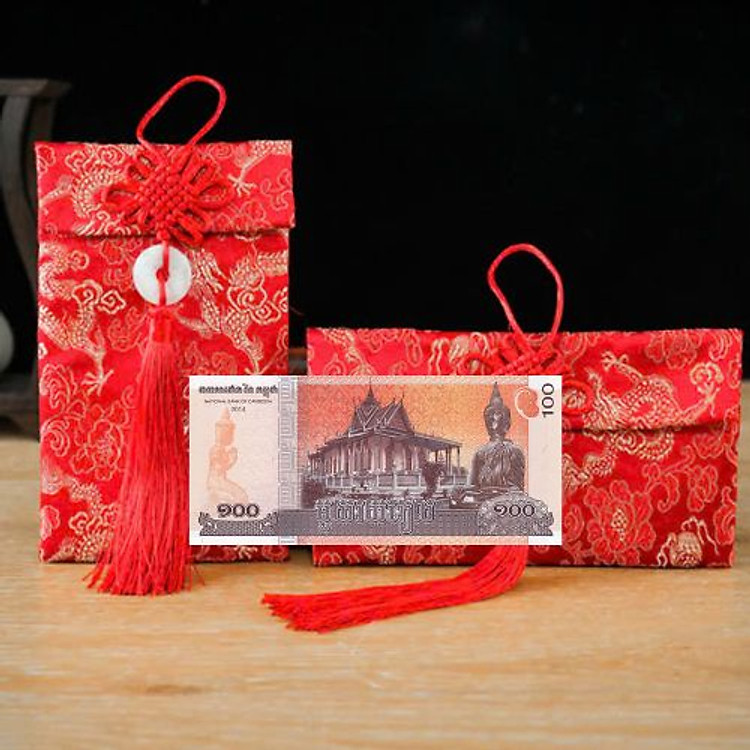 Túi gấm màu cam Đức Phật 100 - Ảnh 2