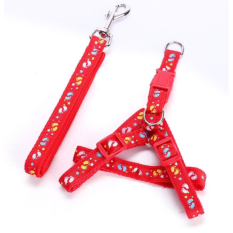 Dây đeo cổ chó mèo dễ điều chỉnh độ dài dùng khi đi dạo & cắm trại - họa tiết dây ngẫu nhiên