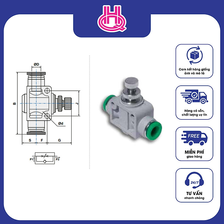 Đầu nối ống khí nén Pneumax định hướng cho van series ART.T31 - Hàng chính hãng