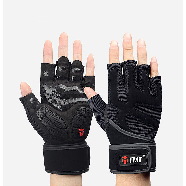 Găng tay tập gym, tập tạ chống trượt có cuốn cổ tay cao cấp TMT W52 (1 đôi)