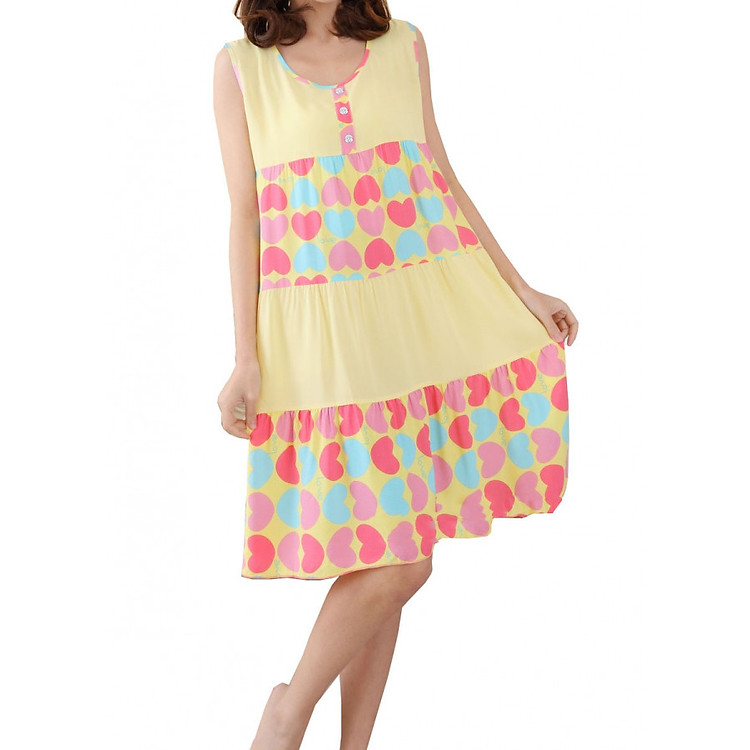 Váy ngủ nữ Chất Lanh mềm mịn - Hình Tim