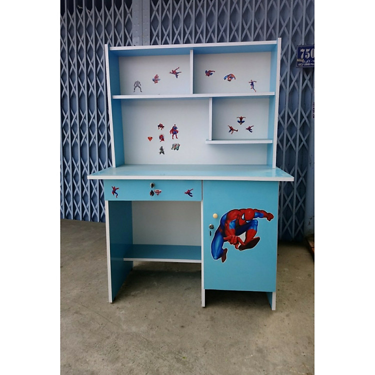 Bàn học sinh liền giá sách - kem - 1m2