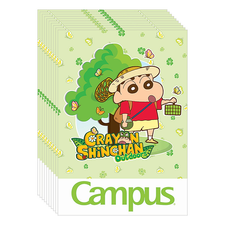 Lốc 10 Cuốn Vở 4 Ô Ly (2,5X2,5Mm) Campus Shinchan Outdoor NB-BSCO48 - ĐL 120 (48 Trang) - Giao Mẫu Ngẫu Nhiên