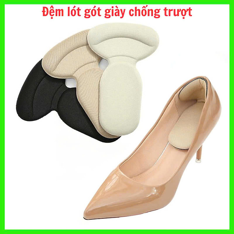 COMBO 2 Cặp lót giày chống tuột gót, chống trầy gót cực êm chân 1 CẶP KEM + 1 CẶP ĐEN