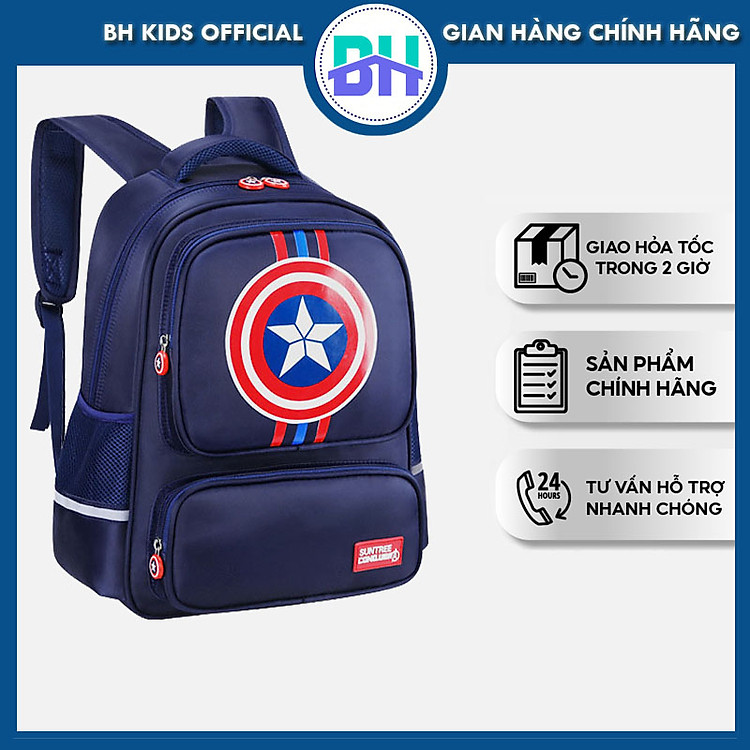 Balo Đội Trưởng Mỹ BH Kids BHS05 – Chống Nước (Xanh Da Trời)